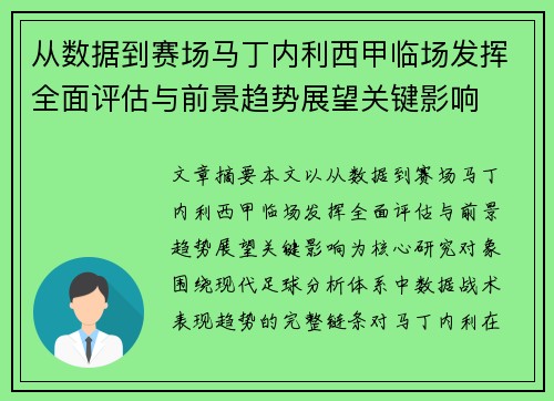 从数据到赛场马丁内利西甲临场发挥全面评估与前景趋势展望关键影响 从数据到赛场马丁内利西甲临场发挥全面评估与前景趋势展望关键影响